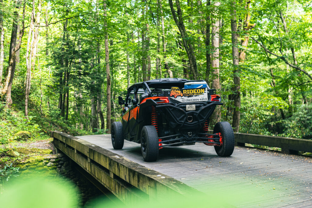 side by side rentals Gatlinburg – Can-Am Maverick X3 side by side on scenic Smoky Mountains Road